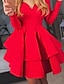 abordables Dresses-Mujer Mini vestido corto Vestido de una línea Blanco Negro Rojo Manga Larga Multi capa Plisado Hombros Caídos Otoño Invierno Personalizado caliente Sensual 2022 S M L XL XXL