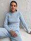 cheap Sleep &amp; Lounge-Women&#039;s 1 set Loungewear Sets Simple Fashion Comfort Pure Color Bamboo Home Street Daily Crew Neck Breathable Gift Sweater Long Sleeve Basic Elastic Waist Pant Fall Winter Without Lining Blue Gray