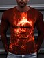 cheap Men&#039;s-Men&#039;s Unisex T shirt Graphic Prints Flame 3D Print Crew Neck Daily Holiday Long Sleeve Print Tops Casual Designer Big and Tall Orange