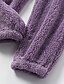 cheap Sleep &amp; Lounge-Women&#039;s Fleece Flannel Warm Pajamas Sets Fluffy Fuzzy Warm Nighty Pure Color Plush Comfort Home Christmas V Wire Long Sleeve Sweater Pant Elastic Waist Fall Winter Gray Purple / Lace Up