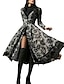 cheap Midi Dresses-Women&#039;s Halloween Dress Party Dress Lace Dress Swing Dress Midi Dress Black Long Sleeve Floral Lace Spring Fall Winter Crew Neck Classic Party Winter Dress
