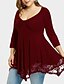 cheap Plus Size Tops-Women&#039;s Lace Shirt Shirt Blouse Solid Color Floral Black Wine Purple Lace Long Sleeve Daily Weekend Basic Casual Crew Neck Regular Fit Spring Fall Winter