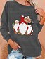 preiswerte Kapuzenpullis &amp; Sweatshirts-Damen Sweatshirt Pullover Zur Seite fahren Weihnachts -Sweatshirt Weihnachtsmann Text Gnom Strassenmode Weihnachten Bedruckt Schwarz Weiß Rote Weihnachts Geschenke Weihnachten Rundhalsausschnitt