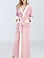 cheap Sleep &amp; Lounge-Women&#039;s 1 pc Pajamas Robes Gown Bathrobes Plush Simple Comfort Pure Color Flannel Home Daily Bed V Wire Warm Breathable Long Sleeve Basic Fall Winter Belt Included Pocket Gray Pink / Lace Up