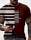 cheap Men&#039;s-Men&#039;s Tee T shirt Striped Graphic Prints 3D Print Round Neck Daily Holiday Short Sleeve Print Tops Casual Designer Big and Tall Blue Black Red / Summer