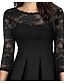cheap Party Dresses-Women&#039;s Skater Knee Length Dress Wine Green Royal Blue White Black 3/4 Length Sleeve Solid Colored Lace Patchwork Spring Summer Round Neck Basic Elegant Vintage Belt Not Included 2021 S M L XL XXL 3XL