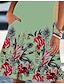 preiswerte Ausgefallene Kleider-Damen Knielanges Kleid Etuikleid Blau Grün Weiß Kurzarm Bedruckt Blumen V-Ausschnitt Sommer heiß Alltag 2021 S M L XL XXL 3XL