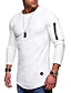 preiswerte Men&#039;s-Herren T Shirt Hemd Rundhalsausschnitt Armeegrün Weiß Schwarz Grau Zip Grundlegend Party Heim Oberteile Baumwolle Basic Casual