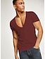 abordables Vêtements Homme-Homme T-shirt Basique Col en V Moyen Printemps, Août, Hiver, Eté Bleu Blanche Noir Grise Rouge