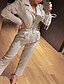 cheap Women&#039;s Jumpsuits-Women&#039;s Jumpsuit Solid Color Lace up Business Shirt Collar Office / Career Street Long Sleeve Regular Fit Khaki S M L Spring