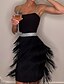 cheap Party Dresses-Women&#039;s Black Sequin Dress Fringe Dress Party Dress Sparkly Dress Little Black Dress Sexy Dress Cocktail Homecoming Dress Dress Mini Dress Sleeveless Tassel Spring Spaghetti Strap