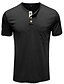 economico T-Shirts-Per uomo maglietta Corte Di base Henley Medio spessore Primavera estate Nero Cachi Bianco