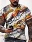 billige Men&#039;s Socks-Herre T-Shirts T-shirt Grafisk Grafiske tryk 3D-udskrivning Rund hals Afslappet Daglig Kortærmet 3D-udskrivning Toppe Mode Designer Bekvem Orange / Sommer
