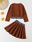 cheap Girls&#039; Clothing Sets-Kids Girls&#039; Clothing Set Children&#039;s Day Long Sleeve 2 Pieces Wine Camel Black Print Letter Short Active 4-13 Years Above Knee / Fall