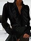 abordables Tops &amp; Blouses-Mujer Camisa Blusa Negro Blanco Plano Manga Larga Elegante Casual Cuello Mao Regular S