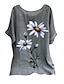 cheap Plus Size Tops-Women&#039;s Plus Size Tops T shirt Floral Butterfly Short Sleeve Print Streetwear Crewneck Polyester Daily Going out Spring Summer Blue White / Heart