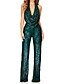 cheap Women&#039;s Jumpsuits-Women&#039;s Jumpsuit Backless Zipper Casual Daily Halter Neck Evening Party Club Sleeveless Regular Fit Green White Black S M L Fall