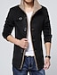 cheap Sale-Men&#039;s Jacket Winter Daily Regular Coat Shirt Collar Slim Basic Jacket Long Sleeve Solid Colored Navy Blue Khaki Black / Faux Fur