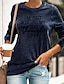abordables T-shirts-T-shirt Femme du quotidien Manches Longues Graphique Texte Imprimés Photos Col Rond basique Vert Bleu Noir Hauts Standard