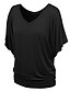 cheap Plus Size Tops-Women&#039;s Plus Size T shirt Tee Burgundy Tee Plain Daily Going out Weekend Ruched Batwing Sleeve Black Half Sleeve Streetwear Casual Preppy V Neck Summer Spring