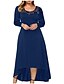 cheap Plus Size Dresses-Women&#039;s Plus Size Solid Color Shift Dress Lace Round Neck Long Sleeve Casual Spring Summer Causal Daily Maxi long Dress Dress