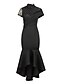 cheap Party Dresses-Women&#039;s Maxi long Dress Bodycon Black Short Sleeve Ruffle Lace Solid Color Crew Neck Fall Spring Party Stylish Elegant 2022 S M L XL XXL 3XL / Party Dress
