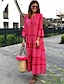 cheap Casual Dresses-Women&#039;s Red Geometric Fall Maxi Dress
