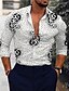 abordables Men&#039;s-Hombre Camisa Camisa gráfica Floral Cuello Vuelto Negro Impresión 3D Exterior Calle Manga Larga Estampado Abotonar Ropa Moda Design Casual Transpirable