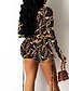 cheap Jumpsuits &amp; Rompers-Women&#039;s Romper Floral Zipper Print Holiday V Neck Street Going out Long Sleeve Regular Fit White Light Brown Brown S M L Spring