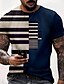 cheap Men&#039;s-Men&#039;s Tee T shirt Striped Graphic Prints 3D Print Round Neck Daily Holiday Short Sleeve Print Tops Casual Designer Big and Tall Blue Black Red / Summer