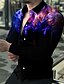abordables Men&#039;s-Hombre Camisa Camisa gráfica de impresión en 3D Cuello Vuelto Azul Piscina Impresión 3D Exterior Calle Manga Larga Estampado Abotonar Ropa Moda Design Casual Transpirable