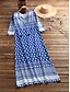 cheap Maxi Dresses-Women&#039;s Shift Dress Boho Dress Long Dress Maxi Dress Blue 3/4 Length Sleeve Winter Fall Autumn Lace up V Neck 2022 M L XL XXL 3XL