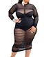cheap Plus Size Dresses-Women&#039;s Plus Size Solid Color Sheath Dress Ruched Round Neck Long Sleeve Sexy Spring Causal Daily Midi Dress Dress / Mesh