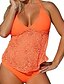 cheap Tankinis-Women&#039;s Swimwear Tankini 2 Piece Normal Swimsuit Mesh Embroidery Tummy Control Open Back Solid Color V Wire Vacation Fashion Bathing Suits