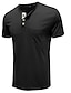 cheap T-Shirts-Men&#039;s T shirt T-shirt Sleeve Basic Henley Medium Spring &amp; Summer Black Khaki White