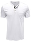 preiswerte T-Shirts-Herren T-Shirt T-Shirt Ärmel Grundlegend Henley Mittel Frühling Sommer Schwarz Khaki Weiß