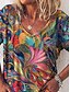 abordables T-shirts-Femme T shirt Tee Graphic Animal Floral Arc-en-ciel Manche Courte Casual du quotidien Rétro Vintage basique Ethnique Col V