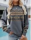 cheap Hoodies &amp; Sweatshirts-Women&#039;s Sweatshirt Print Ethnic Casual Retro Dark Gray Plaid Checkered Plaid Geometric Casual Long Sleeve Round Neck S M L XL XXL