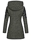 cheap Plus Size Outerwear-Women&#039;s Plus Size Pocket Zip Up Coat Plain Causal Vacation Hooded Long Sleeve Fall Winter Long Black Wine Dark Blue S M L XL XXL