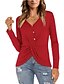 cheap Women&#039;s Clothing-Women‘s Tops Long Sleeve V Neck Knit Tunic Blouse Tie Front T Shirts