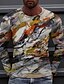 billige Men&#039;s Socks-Herre T-Shirts T-shirt Grafisk Grafiske tryk Landskab 3D-udskrivning Rund hals Afslappet Daglig Langærmet 3D-udskrivning Toppe Elegant Blødt Åndbart Bekvem Orange