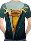billige T-skjorter og skjorter til gutter-Barn Gutt T skjorte Dyr Skole 3D-utskrift Kortermet Aktiv 3-12 år Sommer Regnbue