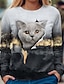 billige Hættetrøjer &amp; sweatshirts-Dame Kat 3D Sweatshirt bluse Trykt mønster 3D-udskrivning Afslappet Sport Aktiv Gade Hættetrøjer Sweatshirts Grå