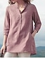 cheap Shoes &amp; Accessories-Women‘s Casual Button Front Blouses Lightweight V Neck Long Sleeve Solid/Striped Tops Shirts Urban Casual Loose Shirt For Femal Daily