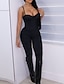 cheap Women&#039;s Jumpsuits-Women&#039;s Jumpsuit Solid Color Backless Active Square Neck Home Street Sleeveless Regular Fit White Black Gray S M L Spring / Strap