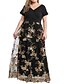 cheap Plus Size Dresses-Women&#039;s Plus Size Floral A Line Dress Print V Neck Short Sleeve Casual Sequins Prom Dress Spring Summer Causal Vacation Maxi long Dress Dress / Party Dress