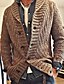 billige Herre Mode Beklædning-Herre Bluse Cardigan Sweater Frakke Basale Høj krave Tyk Vinter Brun