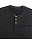 economico T-Shirts-Per uomo maglietta Corte Di base Henley Medio spessore Primavera estate Nero Cachi Bianco