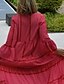 abordables Robes Décontracté-Femme robe longue Robe casual Robe Évasée Rouge Géométrique Manches 3/4 Automne Hiver Patchwork Décontractées Col V Ample 2022 S M L XL XXL 3XL