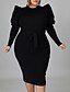 cheap Plus Size Dresses-Women&#039;s Plus Size Solid Color Sheath Dress Ruched Round Neck Long Sleeve Casual Prom Dress Fall Daily Vacation Midi Dress Dress / Party Dress